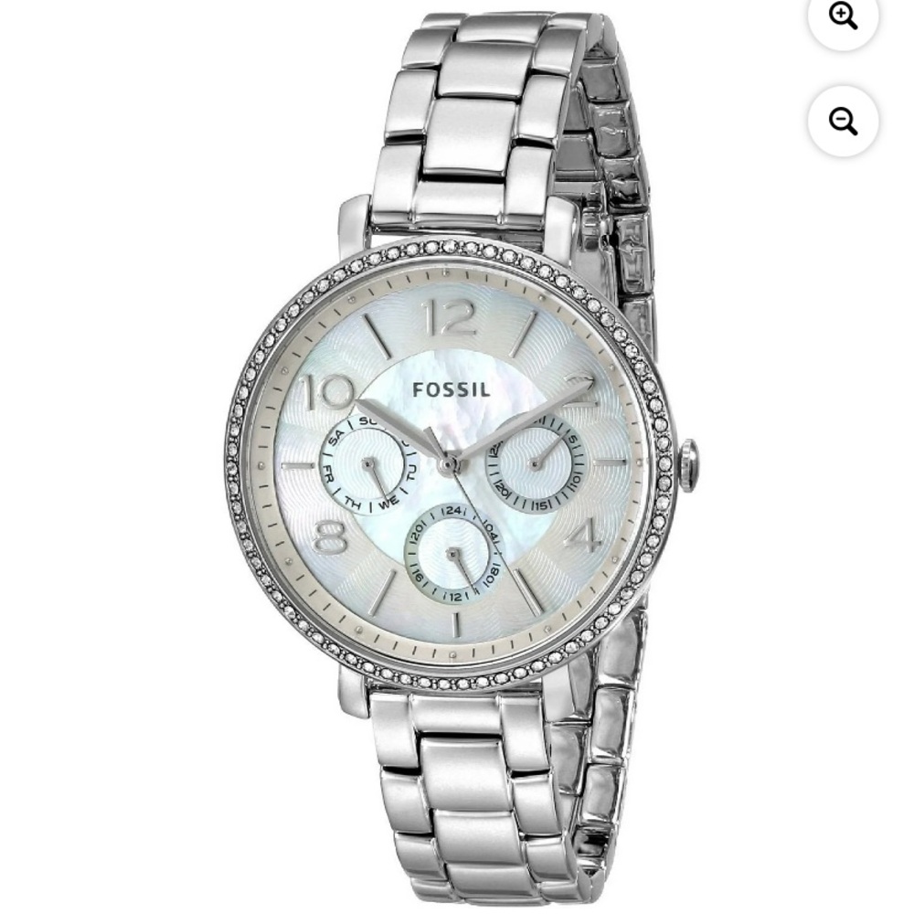 Jacqueline Diamond Mother Of Pearl Dial Multi-Function Stainless Steel Watch
